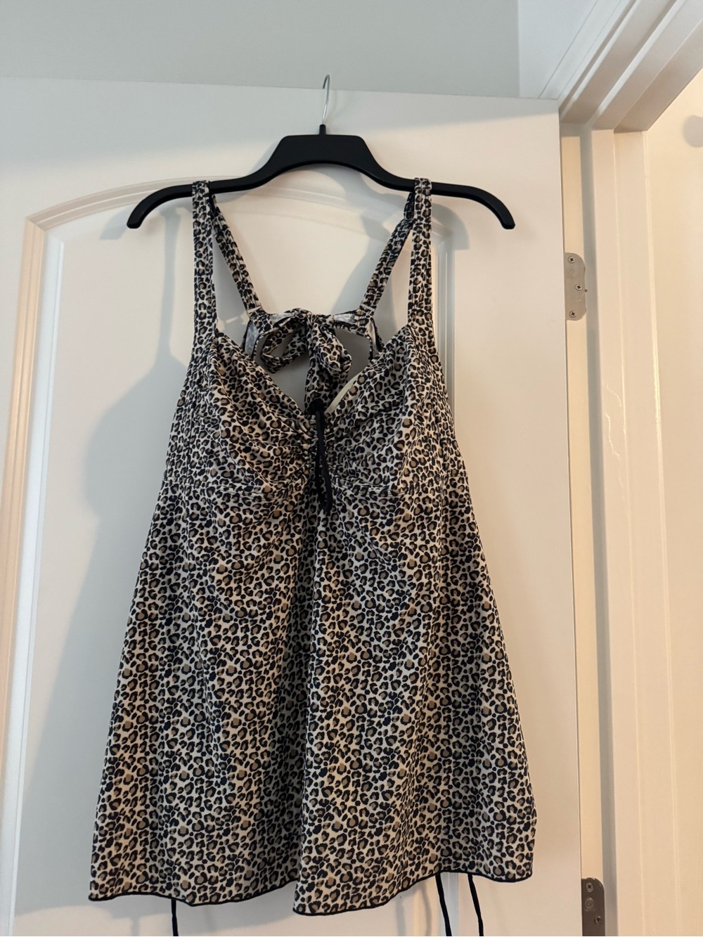 Leopard Print Swim Dress - Black & Cream